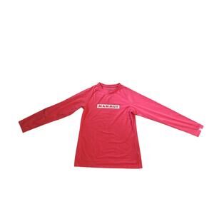 Men XL Mammut QD Logo Print Long Sleeved Pink Tee T-Shirt Top Crewneck